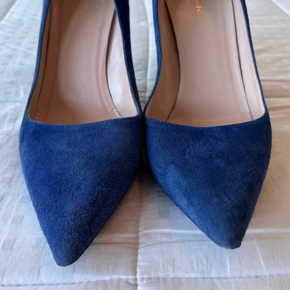 SOLD Kate SPADE Blue Suede Italian Leather Stiletto Point Toe Pump Heels 8.5M - Picture 10 of 14